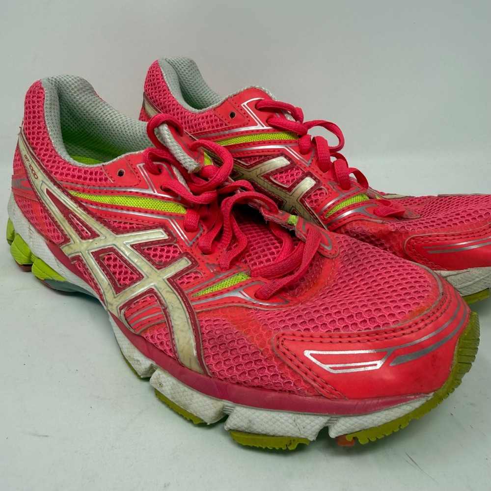 ASICS GT-1000 Womens Pink Lime Green Running Shoes T2L6N Size 8